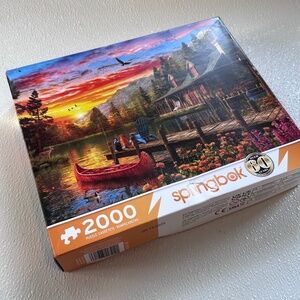 2000 Piece Puzzle By Springbok Titled: Cabin Evening Sunset Complete